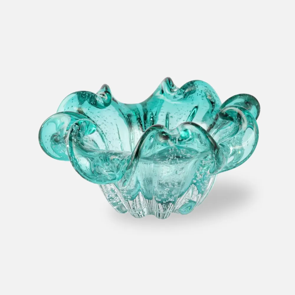Centro De Mesa Em Murano Importado - Verde Esmeralda 21cm